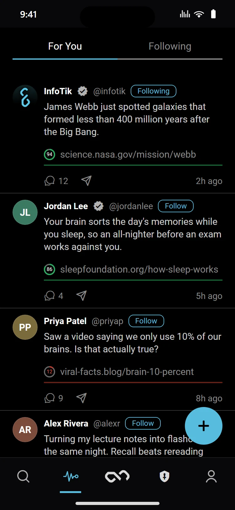 The Pulse feed in the InfoTik app